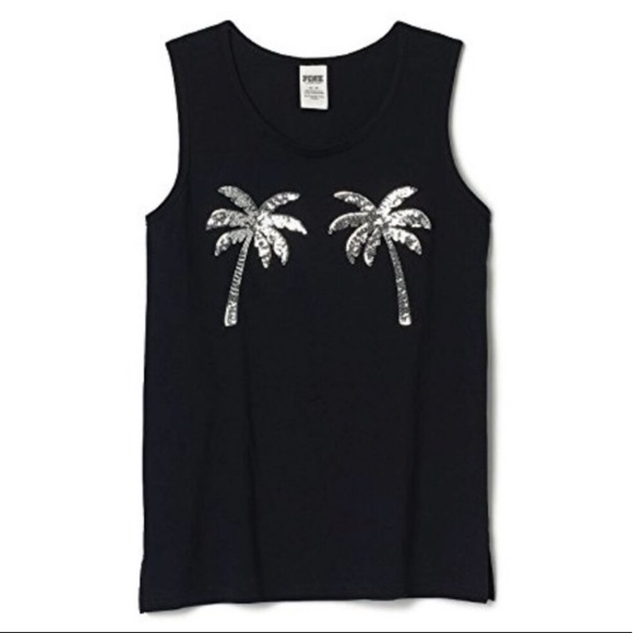 PINK Victoria's Secret Tops - Pink Victoria’s Secret Sequined Palm Tank